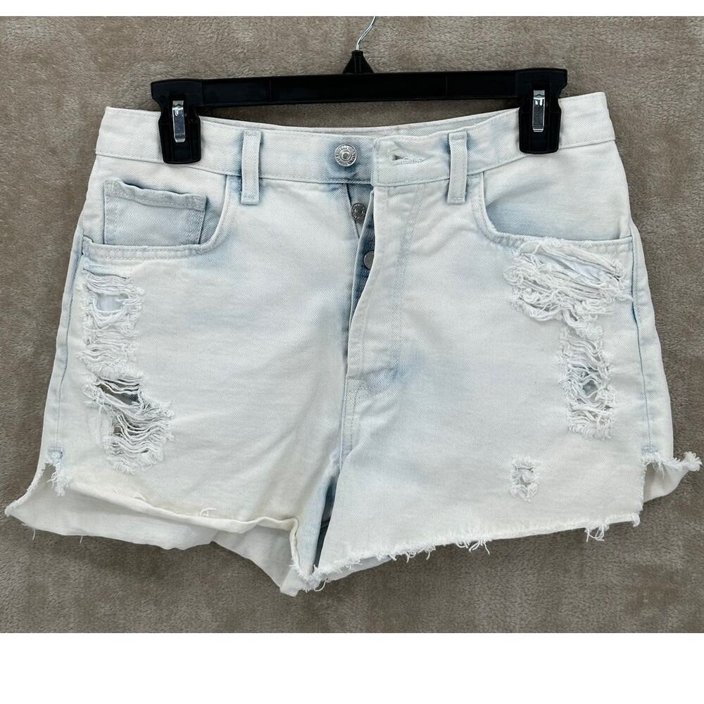 7 For All Mankind Shorts Womens 27 Light Wash Easy Ruby Cut Offs Distressed